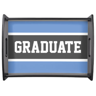 GRADUATE Athletic Light Blue Black White Stripes Serving Tray