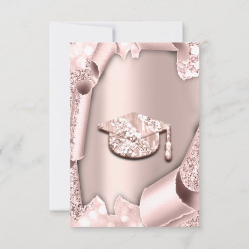 Graduate Bachelorette  GIRL Rose Pink 3D Invitation