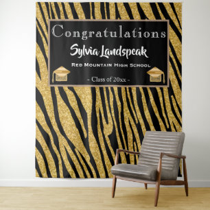 Graduate Backdrop Gold Zebra Stripes