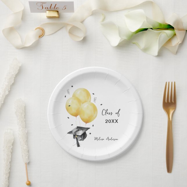 Graduate Balloons Paper Plates (Wedding)