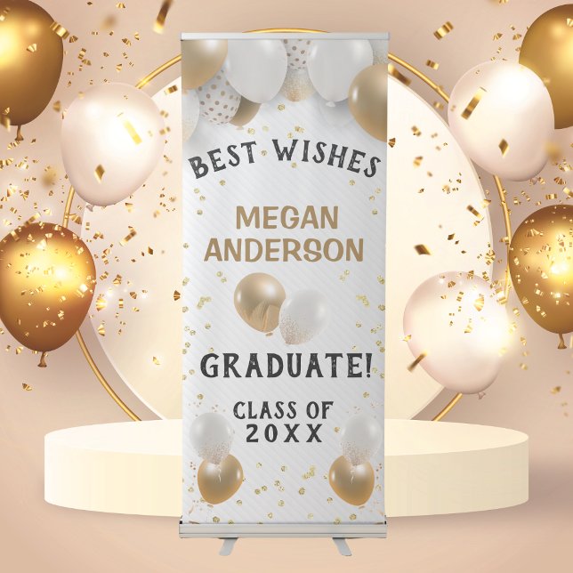Graduate Best Wishes with Name Retractable Banner (Creator Uploaded)