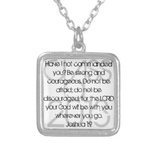 Graduate bible verse Joshua 1:9 Silver Plated Necklace
