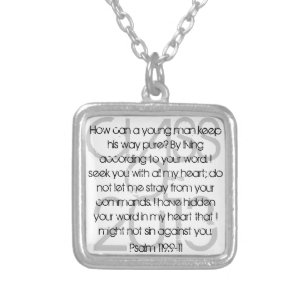 Graduate bible verse Psalm 119:9-11 Silver Plated Necklace