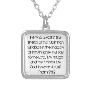 Graduate bible verse Psalm 91:1-2 Silver Plated Necklace