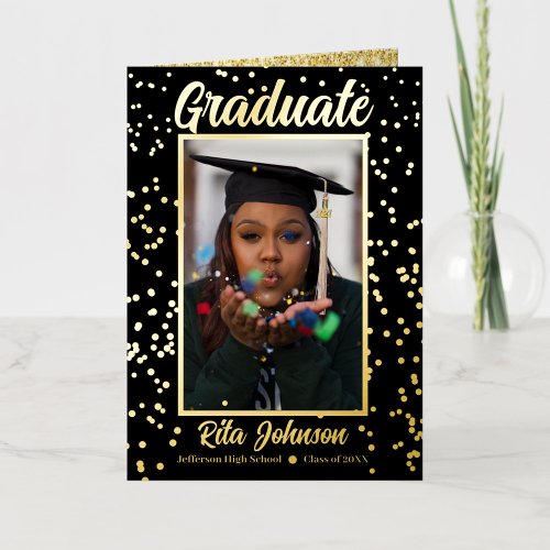 Graduate Black And Gold Class Of 2024 Graduation Foil Greeting Card