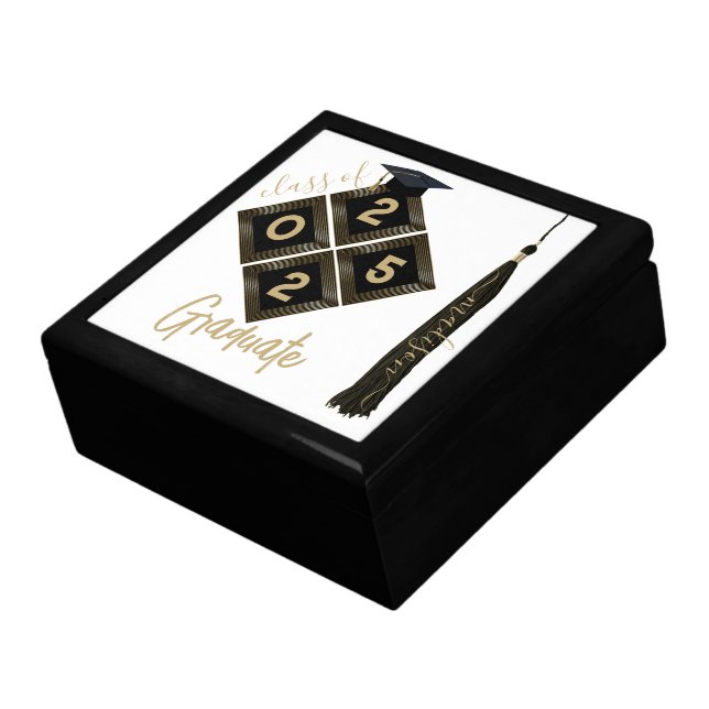  Graduate - Black and Gold - Personalize Gift Box (Side)