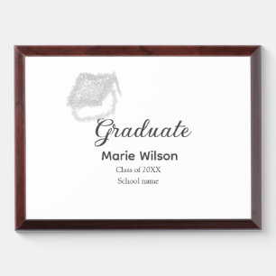 graduate black glitter graduation cap add name award plaque