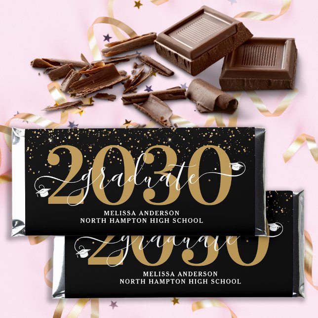 Graduate Black Gold Personalized Graduation Hershey Bar Favors (Creator Uploaded)