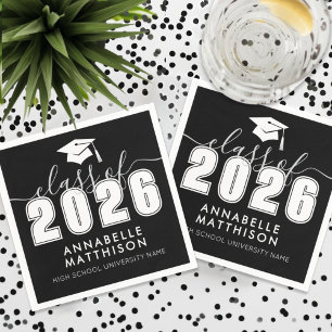 Graduate Black Graduation Napkins