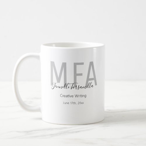 Graduate Black Gray Date Name Degree MFA Coffee Mug