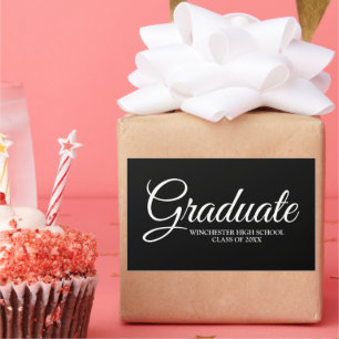 Graduate black personalized school class year rectangular sticker