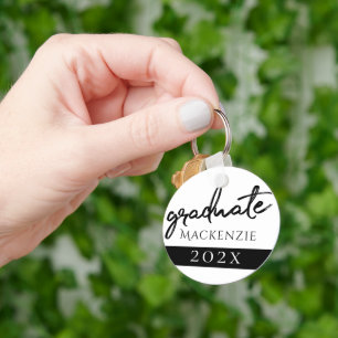 Graduate Black Script   Classic Keepsake with Year Keychain