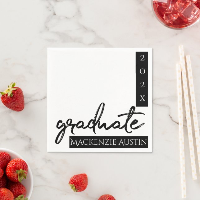Graduate Black Script | Classic Keepsake with Year Napkins (Insitu)