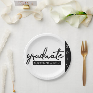 Graduate Black Script Classic Keepsake with Year Paper Plates