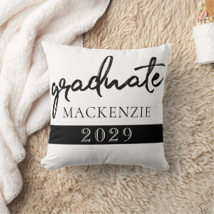 Graduate Black Script Classic Keepsake with Year Throw Pillow