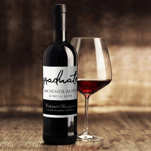 Graduate Black Script Classic Keepsake with Year Wine Label