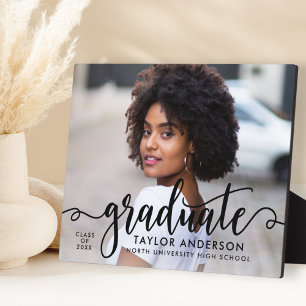 Graduate Black Script Photo Keepsake Plaque