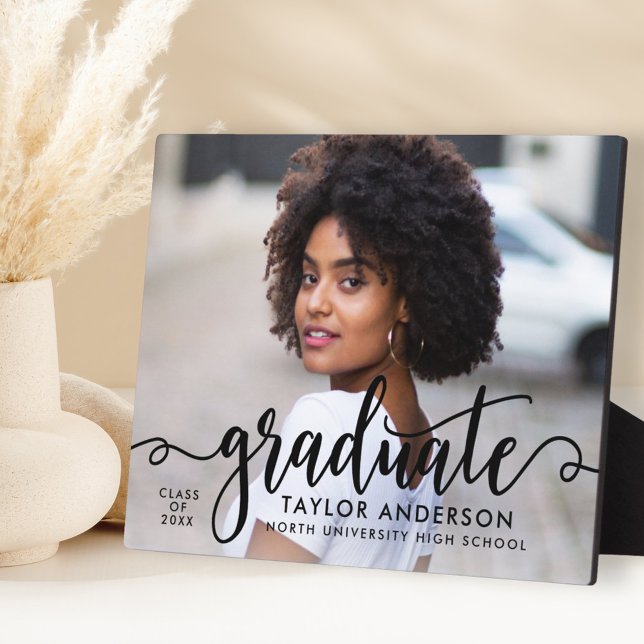 Graduate Black Script Photo Keepsake Plaque (Creator Uploaded)