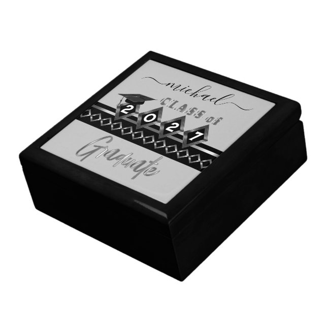 Graduate - Black & Silver - Customize Gift Box (Side)