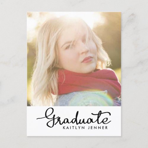 Graduate Black Typography  Save The Date Photo Announcement Postcard
