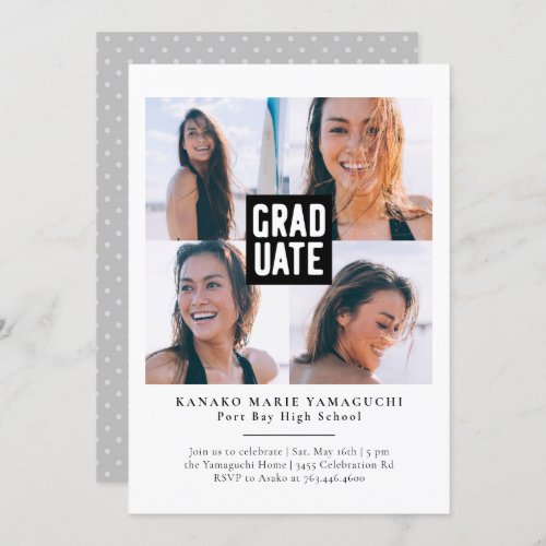 Graduate Block Photo Collage Graduation Party Invitation