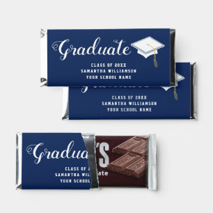 Graduate Blue and White Thank You Graduation Party Hershey Bar Favors