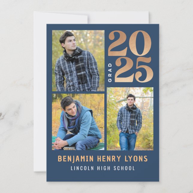 Graduate Blue Class of 2025 Printable Invitation (Front)