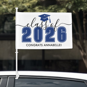 Graduate Blue Graduation Car Flag