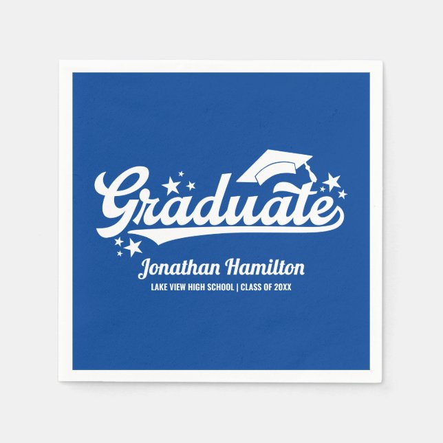 Graduate Blue Graduation Party Napkins (Front)