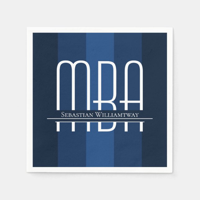 Graduate Blue MBA Graduation Party Napkins (Front)