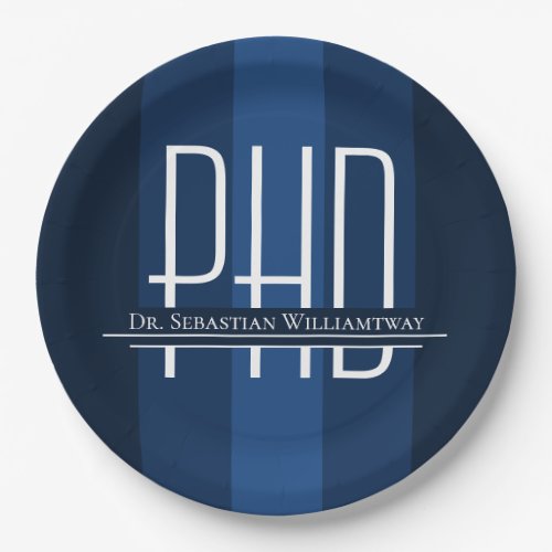 Graduate Blue PhD Graduation Party Paper Plate