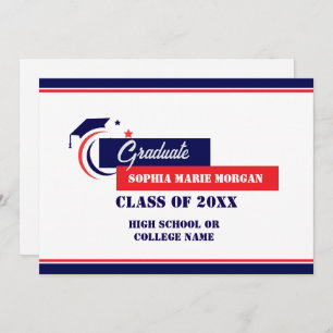 Graduate Blue Red White Graduate Announcement