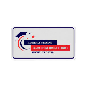 Graduate Blue Red White Graduation Label