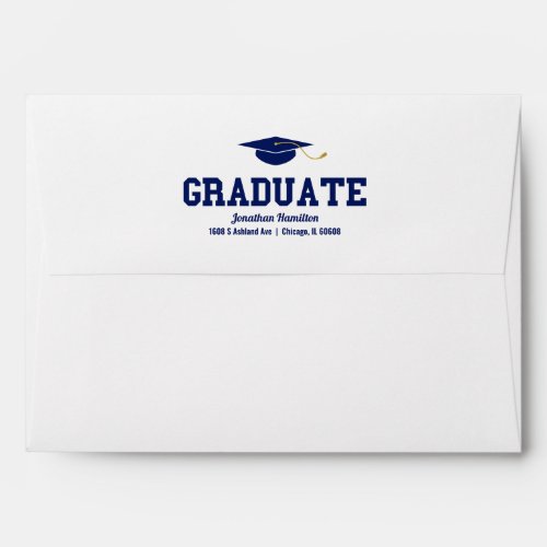 Graduate Blue Typography Graduation Confetti Envelope