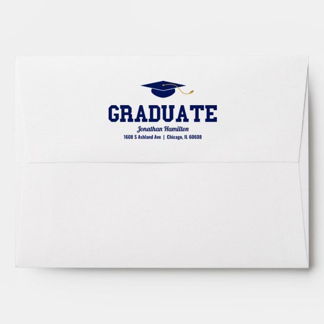 Graduate Blue Typography Graduation Confetti Envelope (Back (Top Flap))