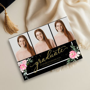 Graduate Blush Floral Grad Announcement 3 Photo