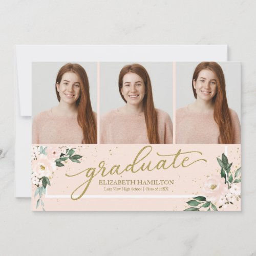 Graduate Blush Floral Grad Announcement 3 Photo