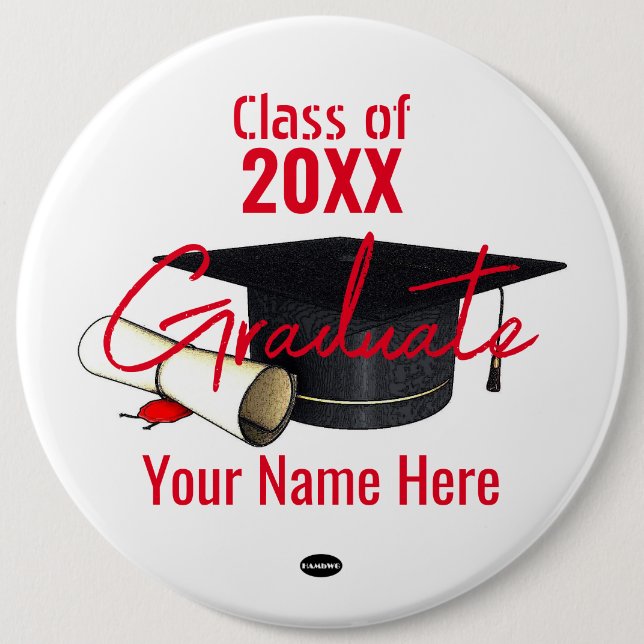 Graduate Boast Button - Cap and Diploma HAMbyWG (Front)