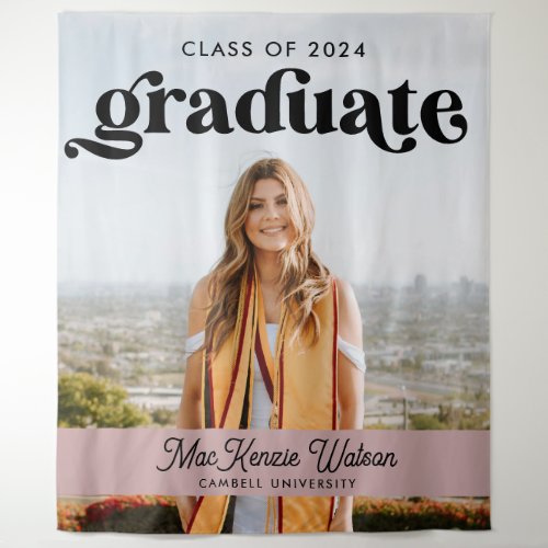 Graduate Boho Chic Trendy Class of 2024 Graduation Tapestry