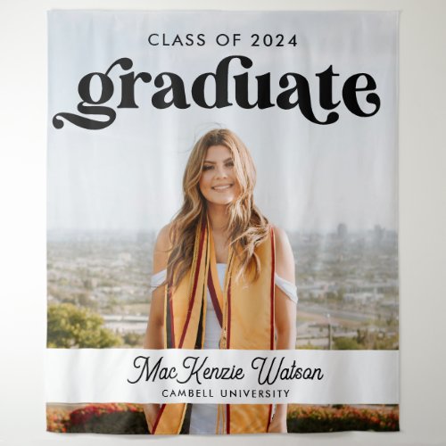 Graduate Boho Chic Trendy Class of 2024 Graduation Tapestry