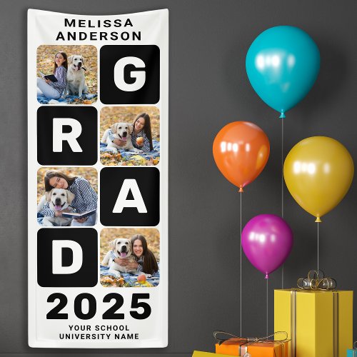 Graduate Bold 4 Photo Collage Modern Graduation Banner