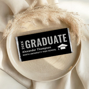 Graduate Bold Black Graduation Party Hershey Bar Favors