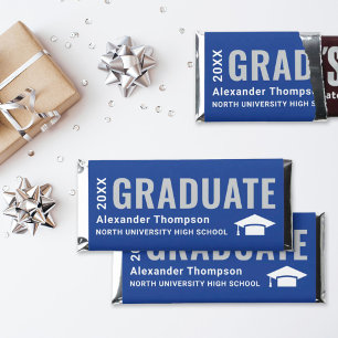 Graduate Bold Blue Graduation Party Hershey Bar Favors