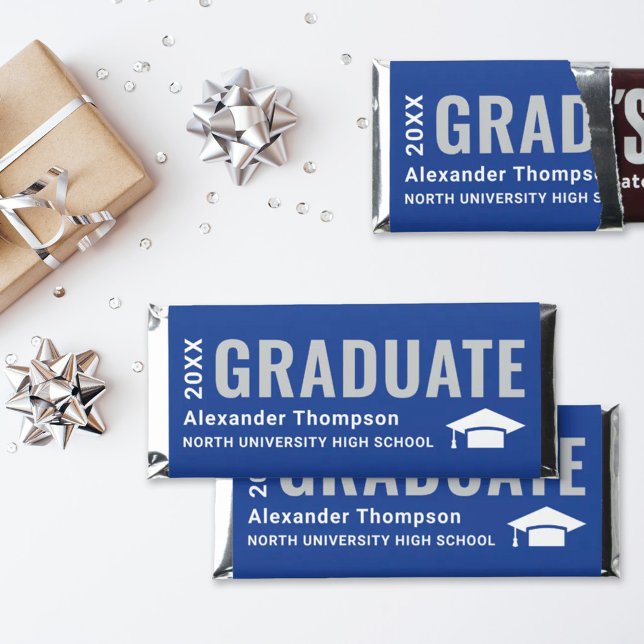 Graduate Bold Blue Graduation Party Hershey Bar Favors (Creator Uploaded)