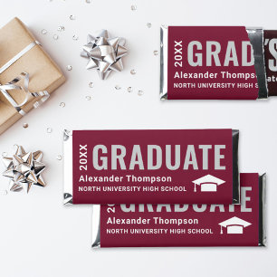 Graduate Bold Burgundy Graduation Party Hershey Bar Favors