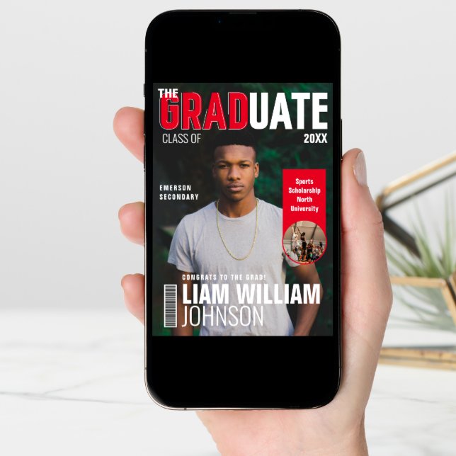 Graduate Bold Custom Grad Photo Magazine Cover Announcement (Front Digital)