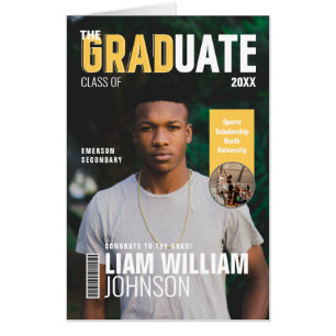 Graduate Bold Custom Grad Photo Magazine Cover Card