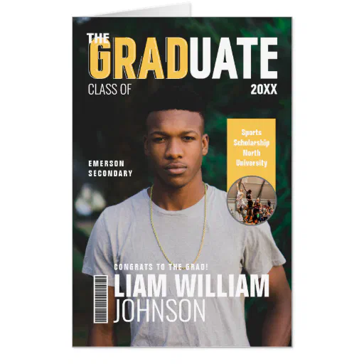 Graduate Bold Custom Grad Photo Magazine Cover Card