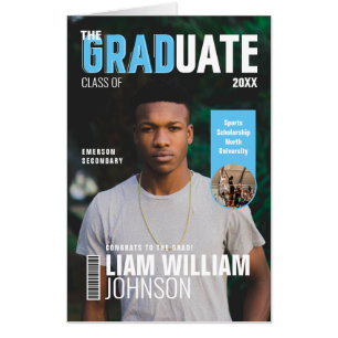 Graduate Bold Custom Grad Photo Magazine Cover Card
