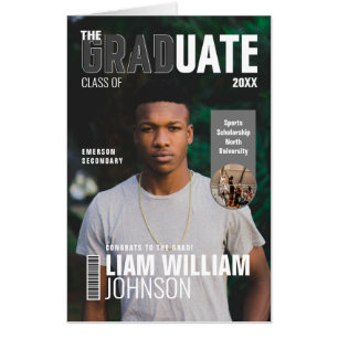 Graduate Bold Custom Grad Photo Magazine Cover Card